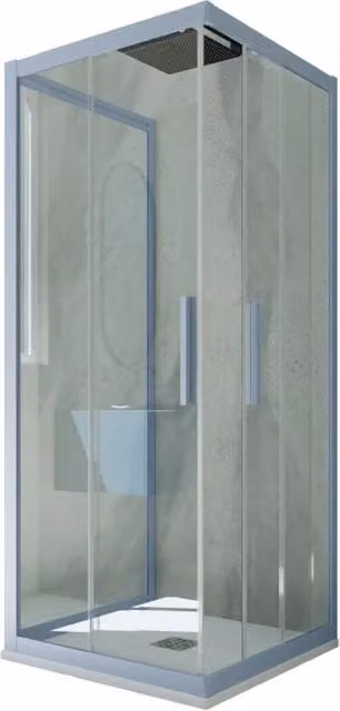 Box doccia Kolors Trio FORTE con 3 lati scorrevoli, Vetro Trasparente e Profilo Blu Vintage, L/P/H: 75 x 75 x 200 cm