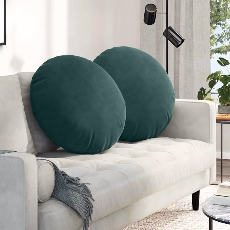 Set di 2 cuscini per seduta rotondi vidaXL in velluto verde scuro Ø 80 cm