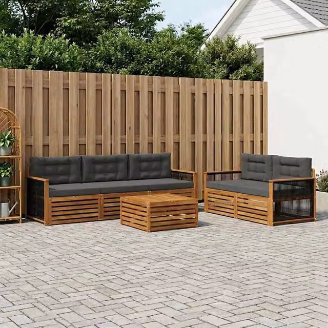 Set di divani da esterno 6 pz Naturale e Antracite 3383025