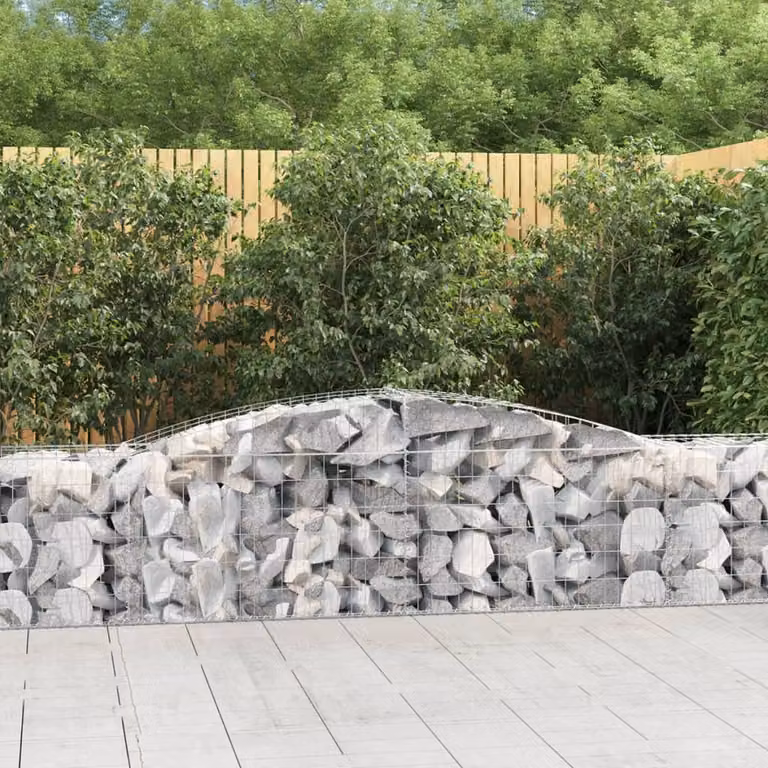Set di 5 cesti gabbioni ad arco vidaXL in acciaio zincato grigio L: 400 cm, P: 50 cm, H: 60/80 cm
