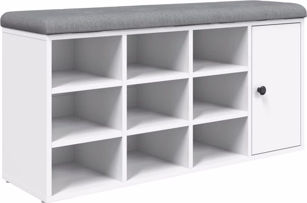Panca Porta Scarpe Bianca 102x32x50 cm in Legno Multistrato