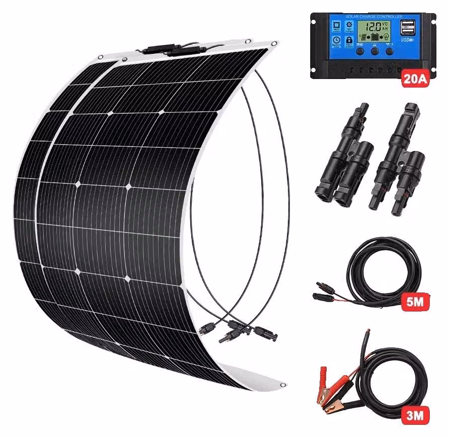 Pannello solare flessibile, design leggero, facile da installare, kit da 200 W