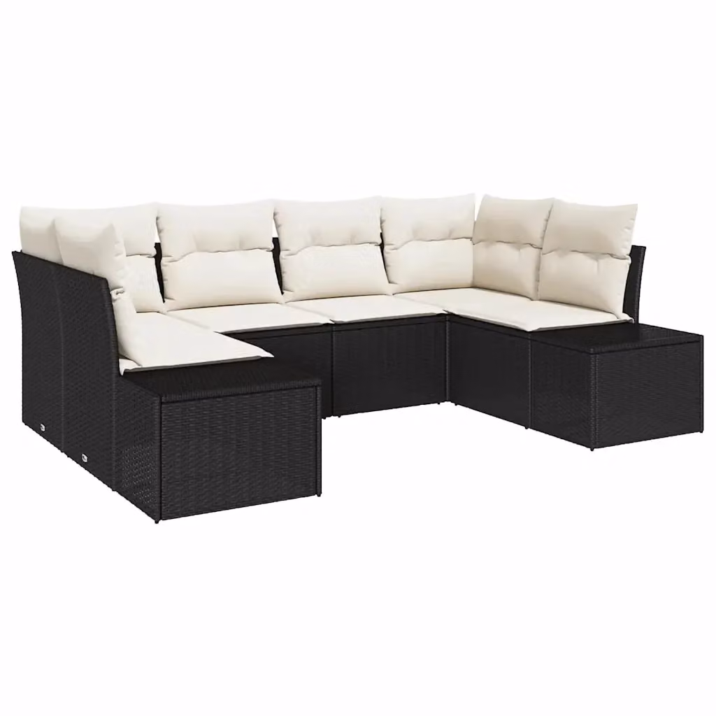 Set Divano da Giardino a L vidaXL da 6 Posti con Cuscini in Nero e Beige con Struttura in Acciaio e Design Moderno – 2