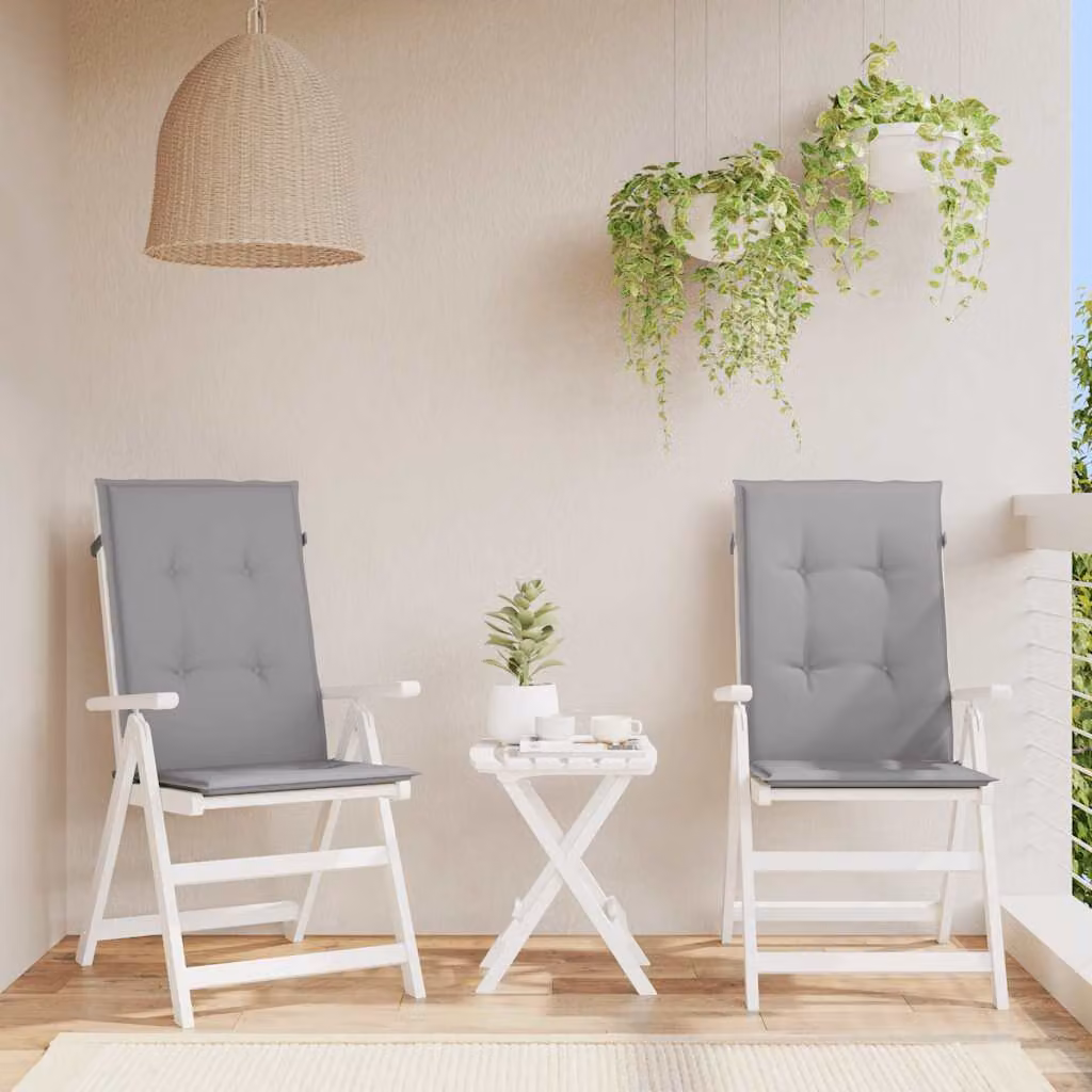 vidaXL Set di 2 Cuscini per Sedie Moderni in Tessuto Grigio, Impermeabili e Resistenti ai Raggi UV, L/P/H: 120 x 50 x 3 cm