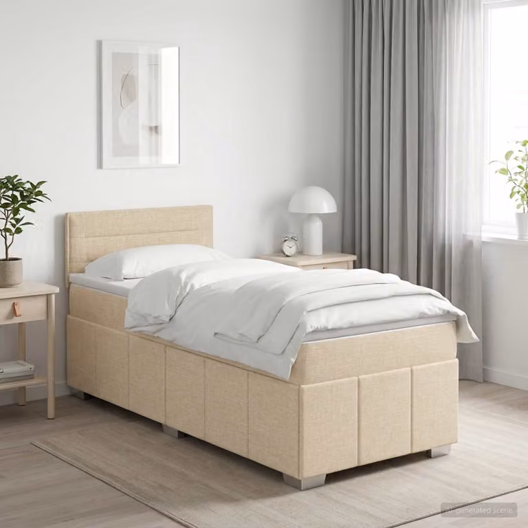 Letto box spring con materasso ibrido vidaXL in tessuto beige, L 80 x P 200 cm