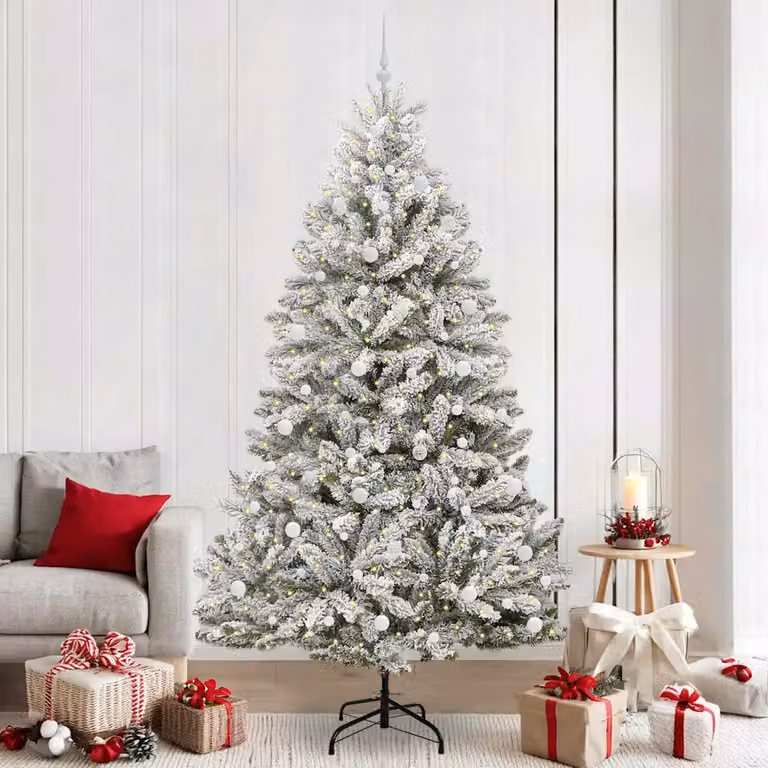 Albero di Natale artificiale vidaXL verde e bianco con 300 LED bianco caldo