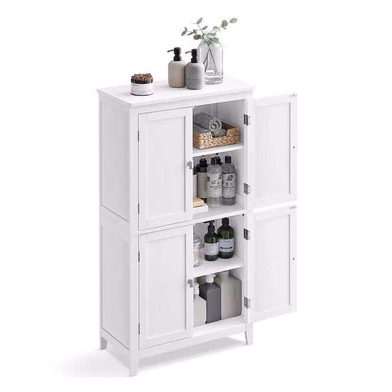 Mobile da Bagno con Cassetti Ante Ripiano Regolabile, Bianco