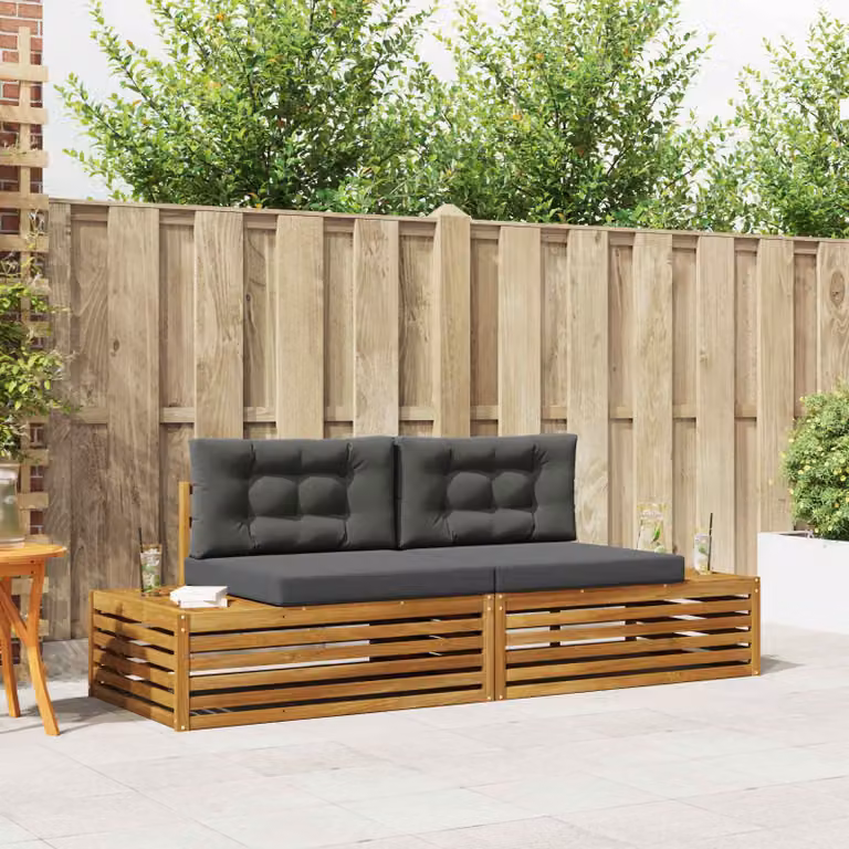 Set di 2 divani da esterno a 2 posti vidaXL in legno di acacia con cuscini beige e antracite