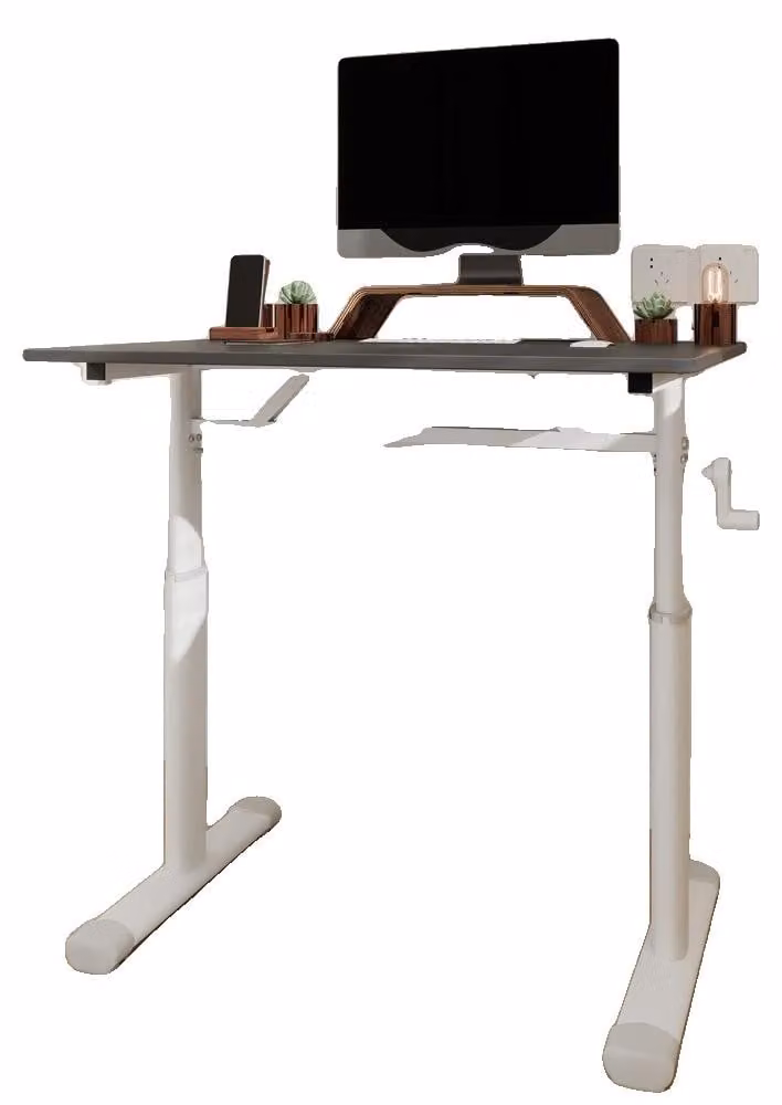 Scrivania regolabile, regolabile in altezza, design multifunzionale, grigia + 60×80 cm