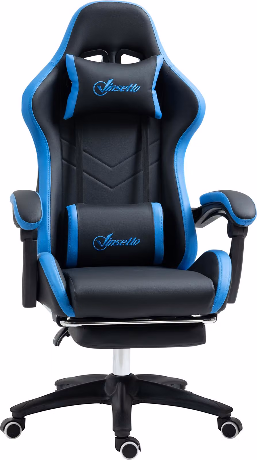 Poltrona gaming Fortuna Lai regolabile in altezza con cuscino lombare e poggiatesta, braccioli regolabili, funzione reclinabile fino a 120 kg, blu nero