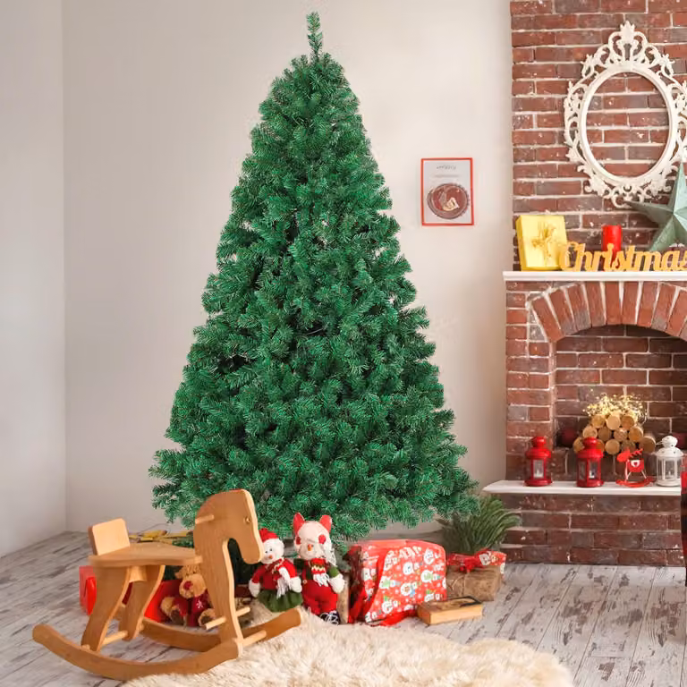 Albero di Natale artificiale Ikodm, 150 cm, verde, con 400 punte di rami, in PVC, con supporto in metallo