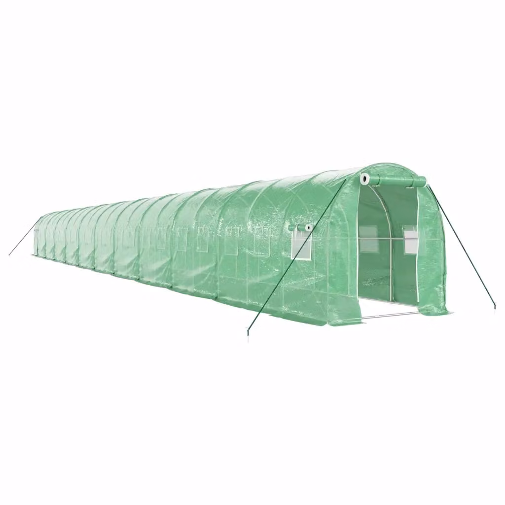 Serra Videx con Telaio in Acciaio Zincato Verde e Copertura in Policarbonato, 44 m², L: 22 m, P: 2 m, H: 2 m – 2