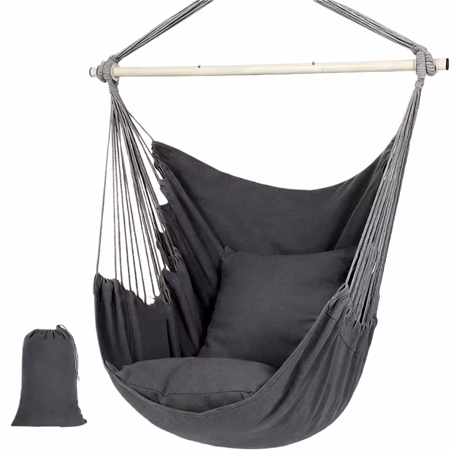 Sedia a dondolo in tessuto – Stile scandinavo con tasche