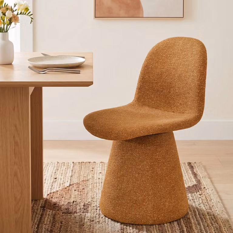 Duhome sedia da pranzo in tessuto bouclé Poltrona imbottita Poltrona imbottita con schienale Sedia girevole per sala da pranzo Soggiorno Camera da letto, giallo