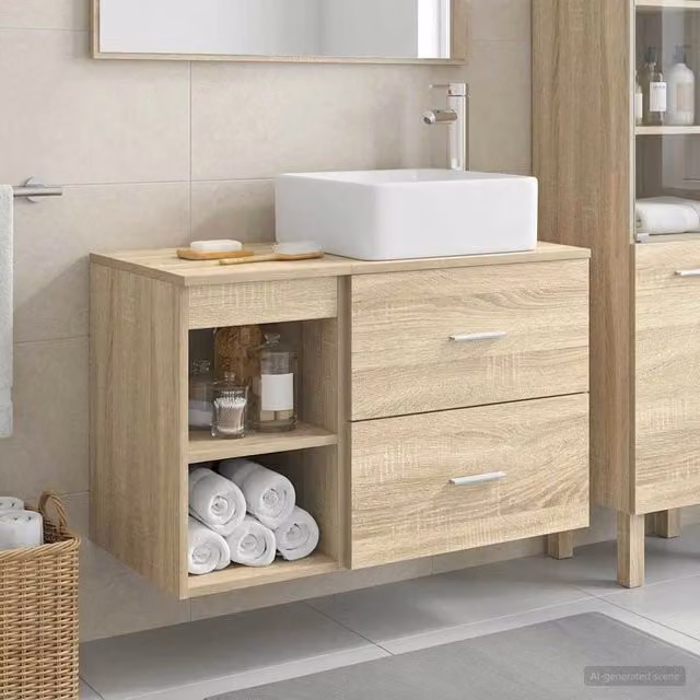 Set di mobili per il bagno 2 pz Rovere Sonoma 3403882
