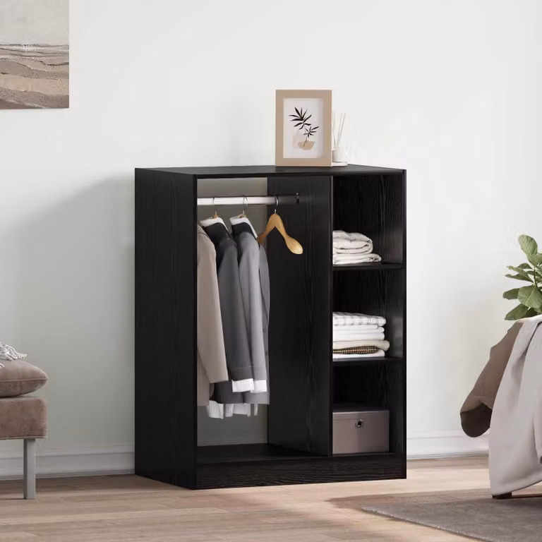 vidaXL Guardaroba Moderno in Legno MDF Nero e Marrone L: 77 cm, P: 48 cm, H: 102 cm