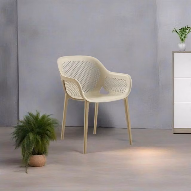 Set 4 poltrone polipropilene design Atra colore caffè beige