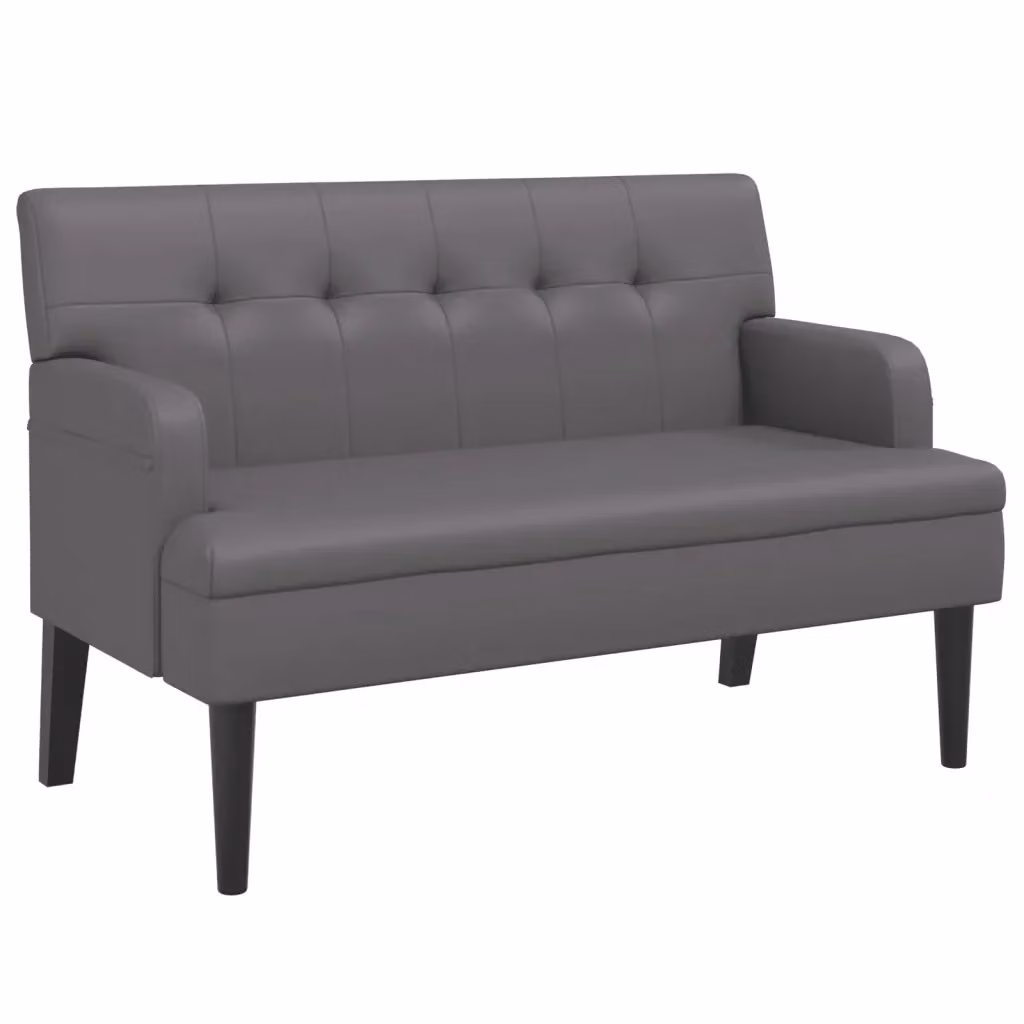 Panca con schienale vidaXL in similpelle grigia, design moderno per soggiorno o ufficio, L: 112 cm, P: 65,5 cm, H: 75 cm – 2
