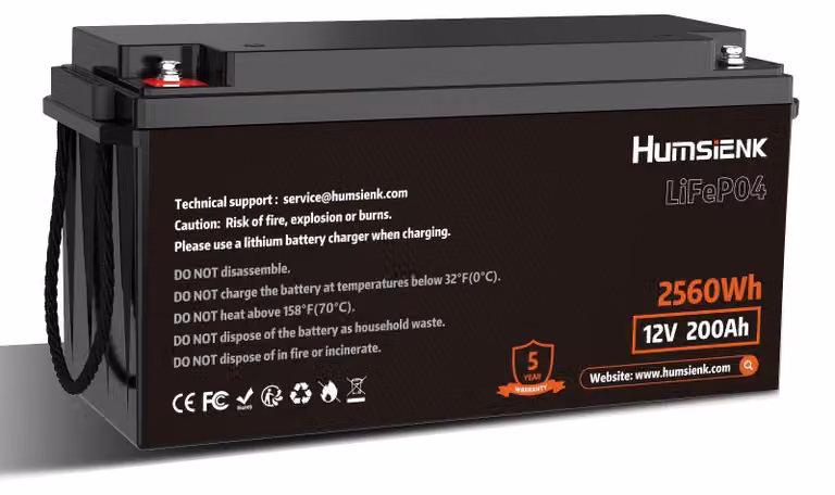 Batteria al litio - Batteria agli ioni di litio - Batteria LiFePO4 - Batteria ad alta capacità per cicli profondi - Modello da 12V 200Ah - Elevata capacità di 2560Wh