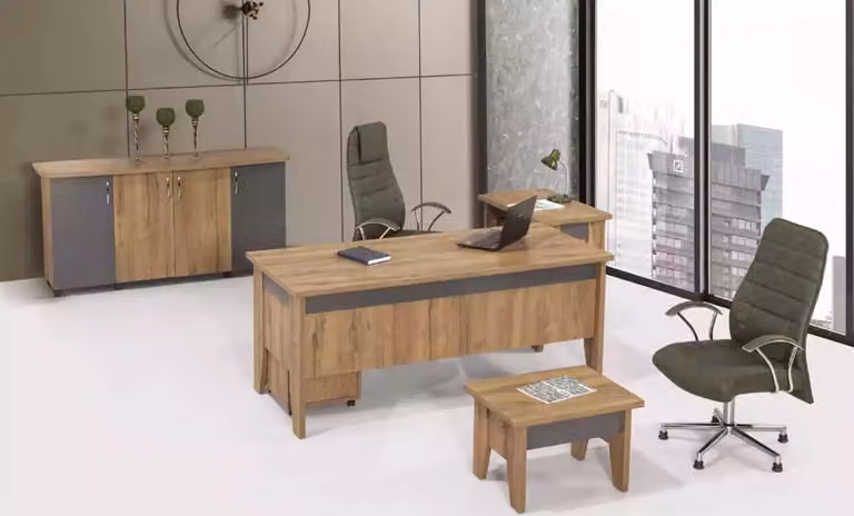 Holzmöbel Arbeitszimmer Set Büromöbel Schreibtisch Büroschrank 4tlg