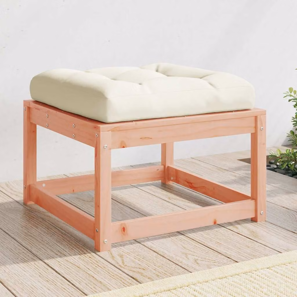 vidaXL Poggiapiedi da Giardino in Legno di Douglas con Cuscini, Disponibile in Bianco, Marrone o Beige