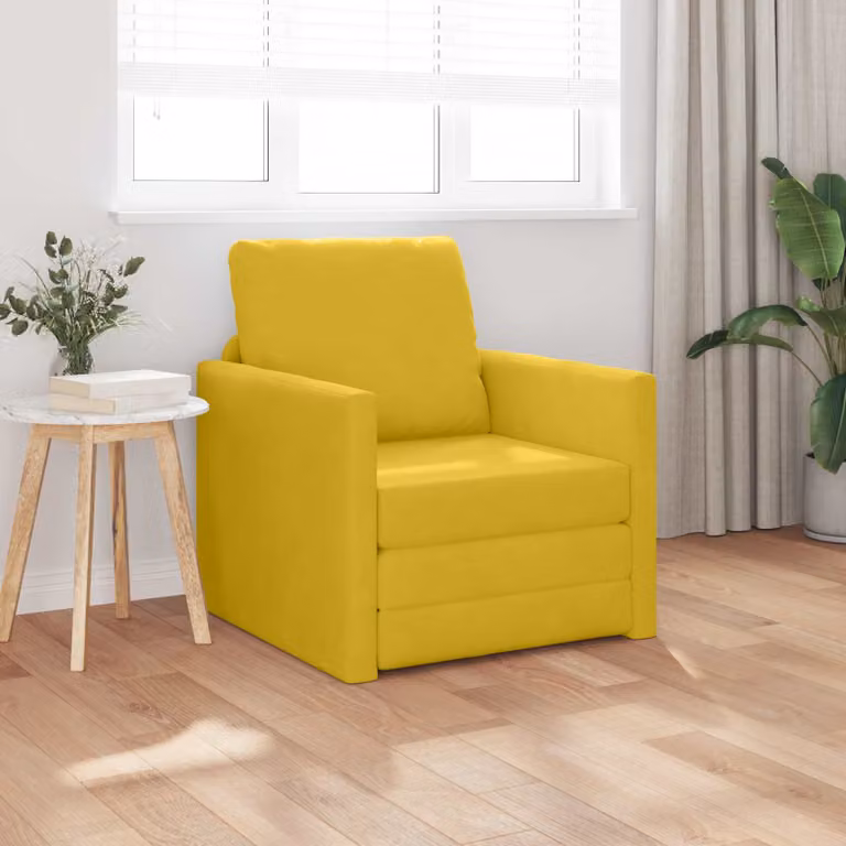 vidaXL Divano letto moderno in velluto giallo con braccioli L/P/H: 74 x 77 x 81 cm