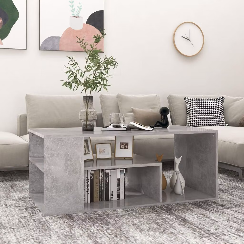 vidaXL Tavolino da caffè grigio cemento 100x50x40 cm materiale a base di legno - Tavolino da caffè - Tavoli da caffè - Tavolo da divano - Tavoli da divano