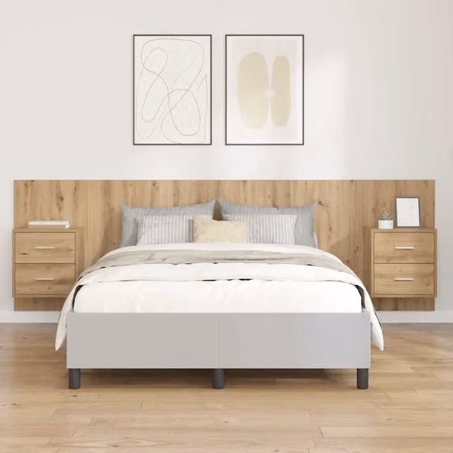 Set di 3 Testiere con Comodini Integrati vidaXL in Legno Rovere Marrone Moderno