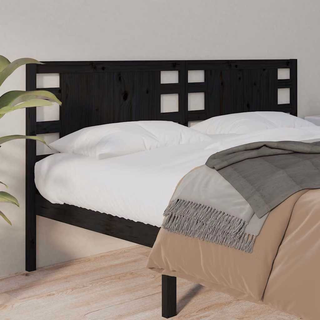 Testiera per letto vidaXL in legno massello di pino nero, L: 206 cm, P: 4 cm, H: 100 cm