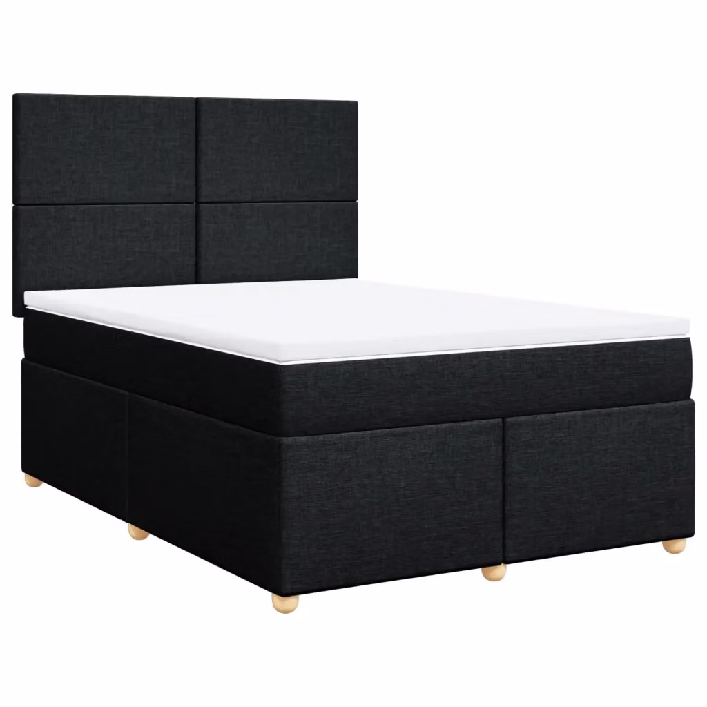 Letto Ibrido vidaXL con Giroletto a Molle e Materasso Nero in Tessuto L/P/H: 140 x 200 cm – 2