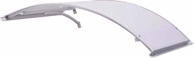 Pensilina tettoia con sgocciolatoio Fredi in alluminio grigio e policarbonato compatto satinato opaco L: 140 cm, P: 90 cm
