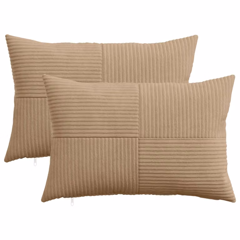 Set di 2 federe vidaXL ALMELO in velluto a coste marrone, L 50 cm x P 30 cm
