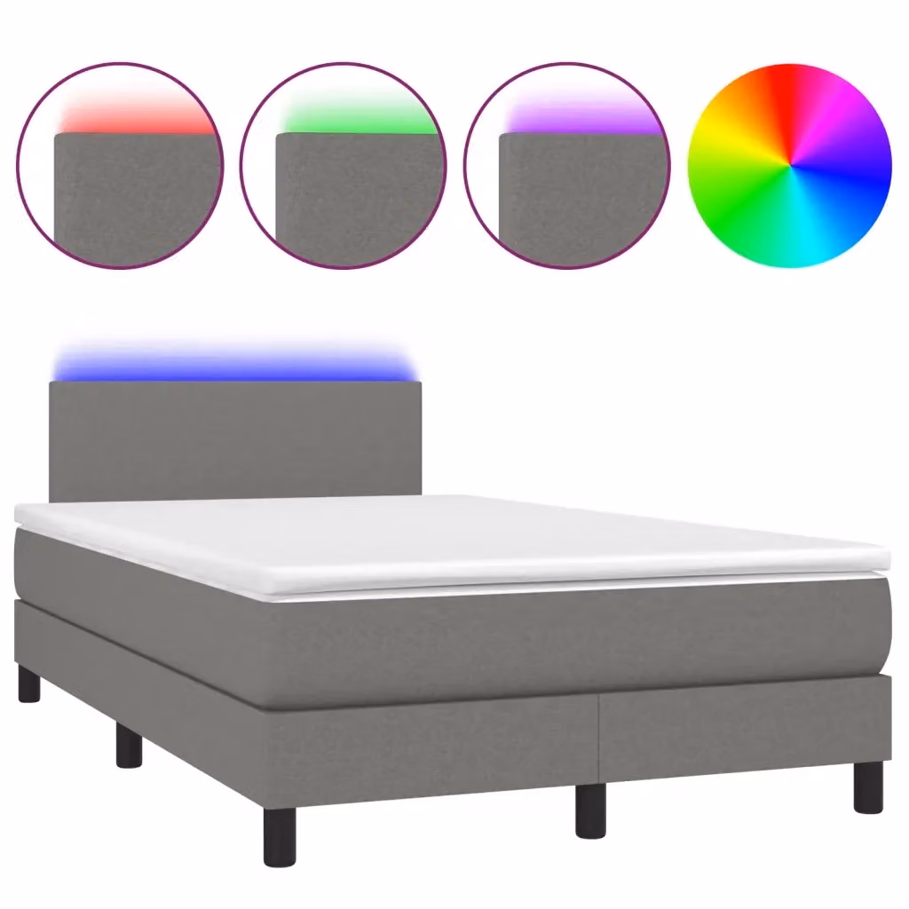 Letto Ibrido con Materasso e Illuminazione LED vidaXL in Tessuto Grigio e Bianco L/P/H: 120 x 200 x 88 cm – 2