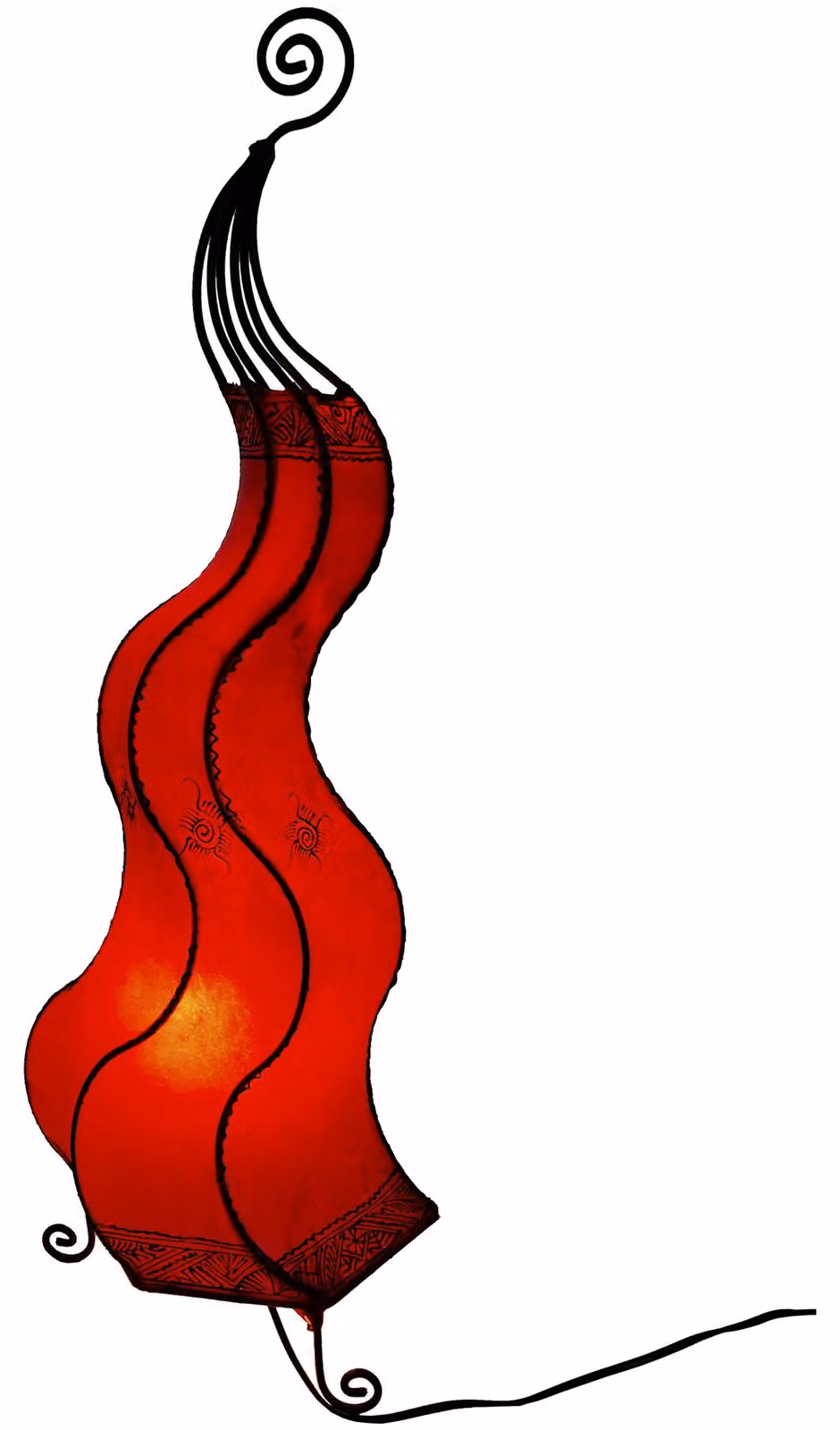 Lampada orientale lampada all'henné lampada marocchina in pelle lampada da tavolo lampada da terra mogador fiore ruota 80 cm, rosso