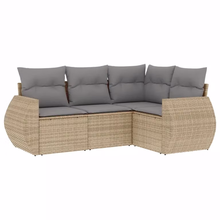 Set Divano da Giardino Moderno VIDAXL a L in Polyrattan con Cuscini Beige e Grigio