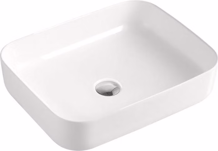 Beitz & Walz AQVA Vetroceramica Lavabo da appoggio «SlimRim» senza bordo sporgente 500 x 385 mm bianco