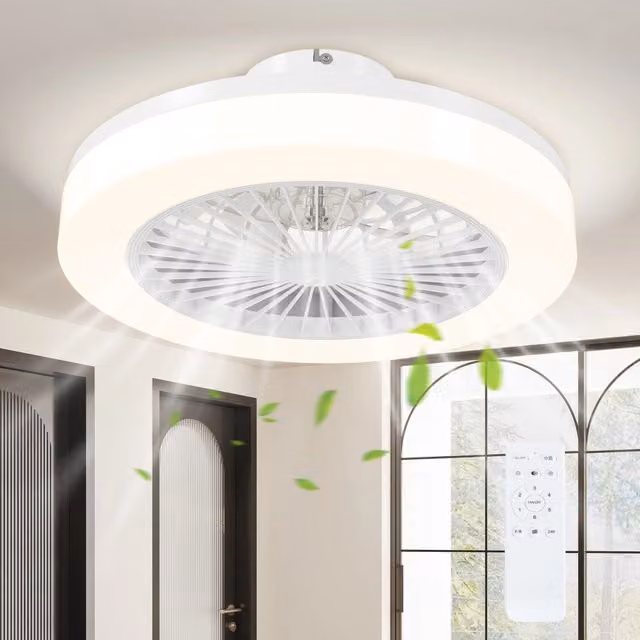 Ventilatore da soffitto XYLO con luce LED e telecomando, 6 velocità, timer e luminosità regolabile, bianco