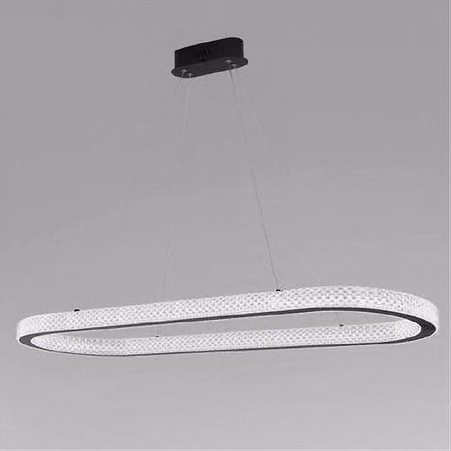 Trade Shop - Lampadario A Sospensione Led 82 W Ovale Lampada Orizzontale Cristallo Nero 31982 -
