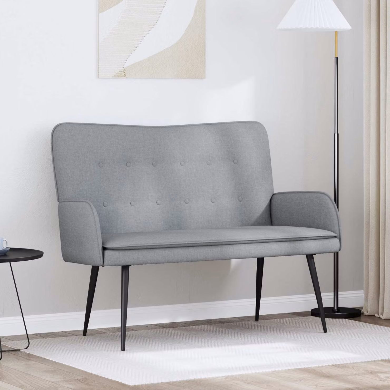 vidaXL Divano a 2 Posti Moderno Grigio con Rivestimento in Tessuto L: 115 cm, P: 61 cm, H: 87 cm