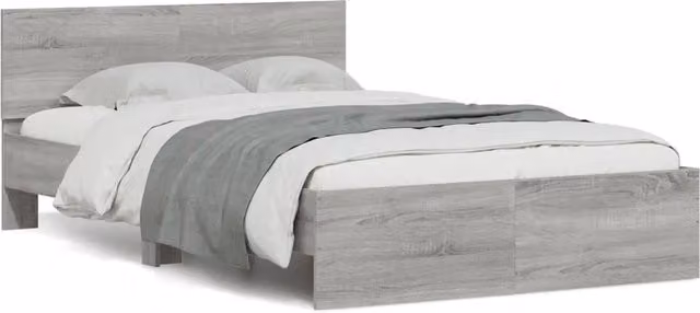 Letto con testiera, illuminazione LED e porta di ricarica USB vidaXL, Grigio, L/P/H: 140 x 190 x 70 cm