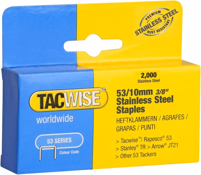 TACWISE 1270 Graffette TACWISE 53/10 mm, acciaio inossidabile, 2.000 pezzi
