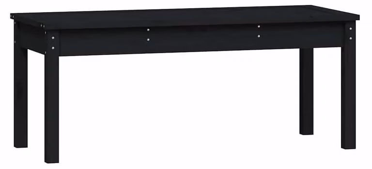 Panca da giardino nera, dimensioni 109x44 cm, realizzata in legno di pino massello