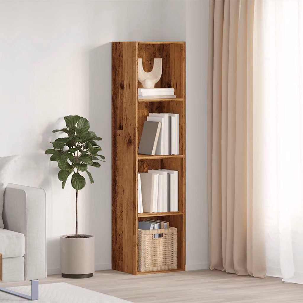 Libreria e Mobile TV vidaXL in Legno Antico Marrone, con Pannello Posteriore, L 36 cm x P 30 cm x H 143 cm