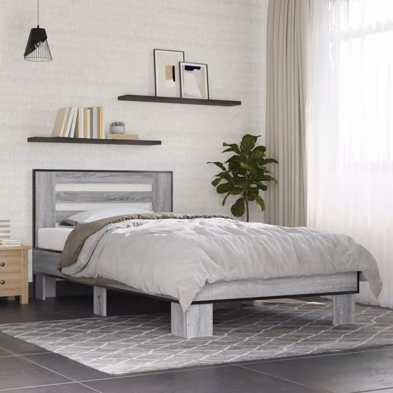 Struttura letto con testata moderna vidaXL in legno grigio L 80 cm x P 200 cm