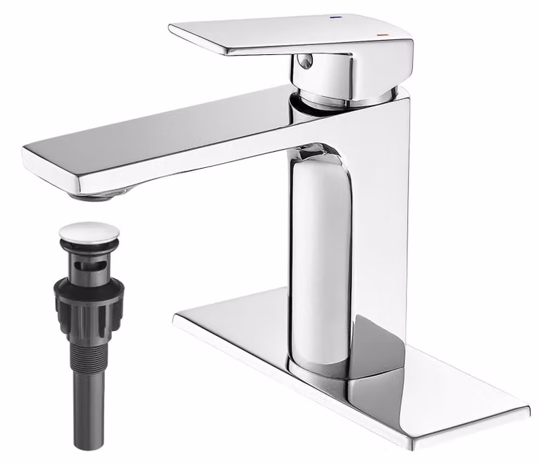 Miscelatore monocomando per lavabo, cromato, con tappo a risciacquo integrato