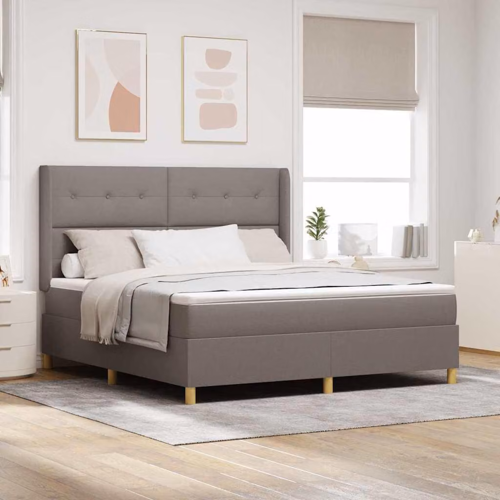 Maison Exclusive - Letto boxspring con strisce luminose a LED, color taupe, 180 x 200 cm, rivestimento in tessuto