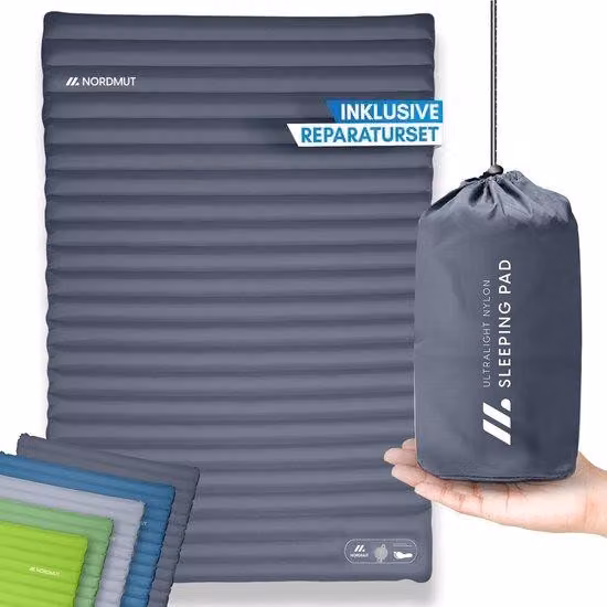 Materasso da tenda per due persone - 10 cm, ultraleggero e confortevole - Resistente alle intemperie, grigio scuro