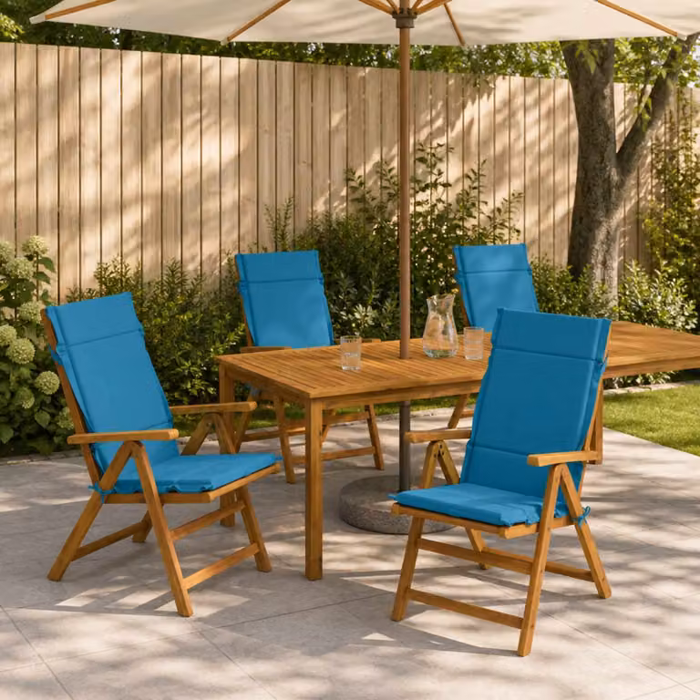 Set di 4 cuscini per sedia alta vidaXL GEMERT in poliestere blu con rivestimento rimovibile e chiusura a strappo