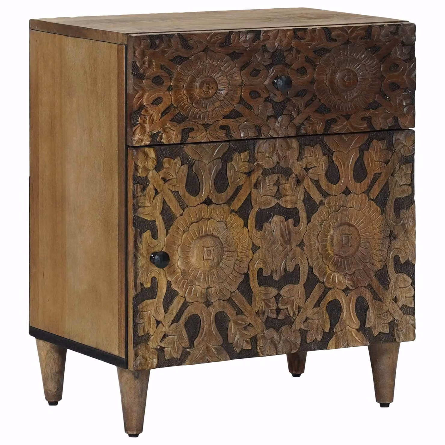 vidaXL Mobiletto da Letto in Legno di Mango Marrone L: 50 cm, P: 33 cm, H: 60 cm