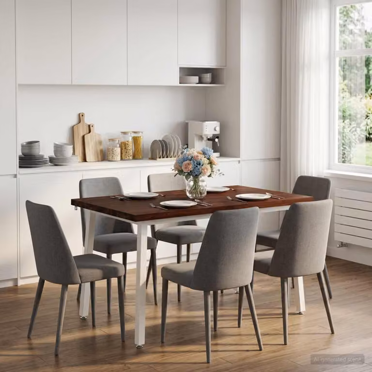 Tavolo rettangolare moderno vidaXL in legno di acacia con bordo naturale, L: 120 cm, P: 70 cm, H: 75 cm